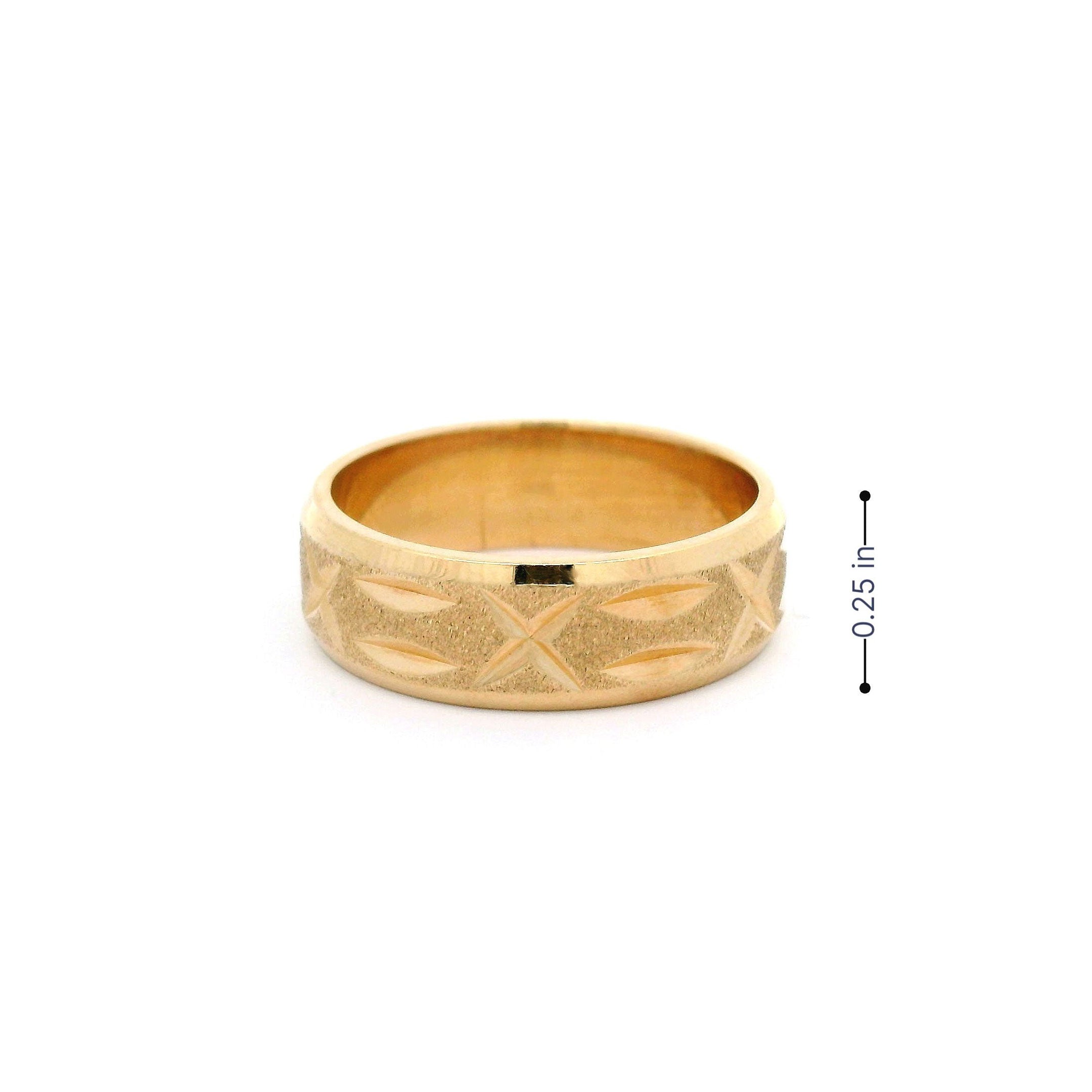 14k Satin & Diamond Cut Eternity Pattern Wedding Band size